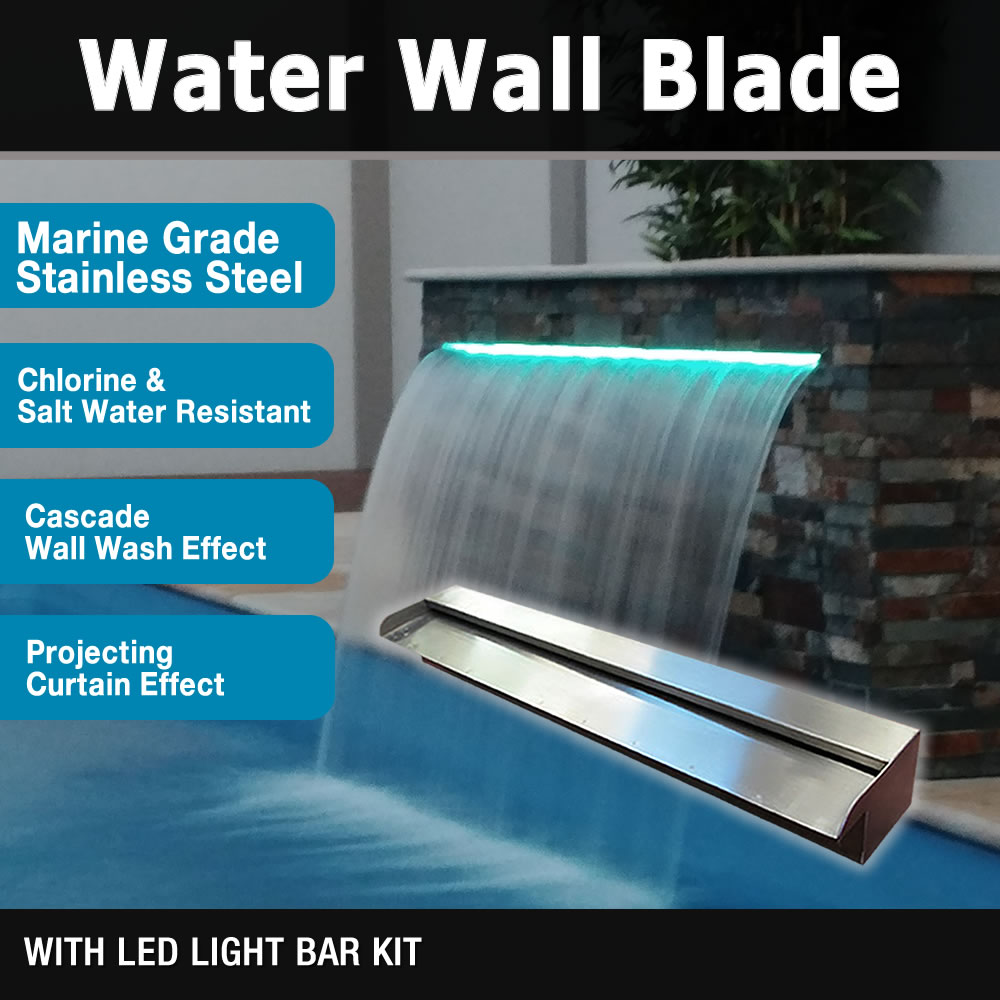Luponds 900mm Marine Grade Stainless Steel Water Wall Blade with Remote