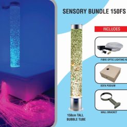 Sensory Bundle 150FS -Bubble Tube 150cm tall with Fibre Optic, Sofa Podium and Wall Bracket